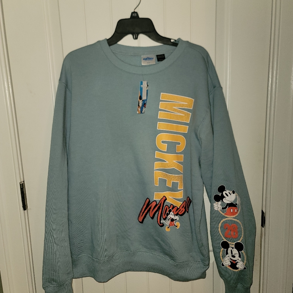 NWT Disney Mickey and Friends Blue Varsity Sweatshirt Small